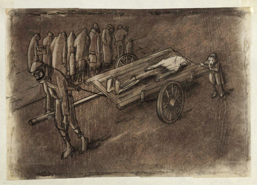 Розенфельд «Похороны жены носильщика». Фото: Архив Рингельблюма / Еврейский исторический институт в Варшаве